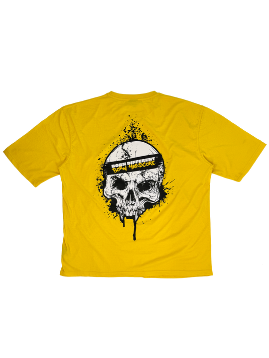 MUTANT® BORN HARDCORE SKULL OVERSIZED GYM T-SHIRT (YELLOW)