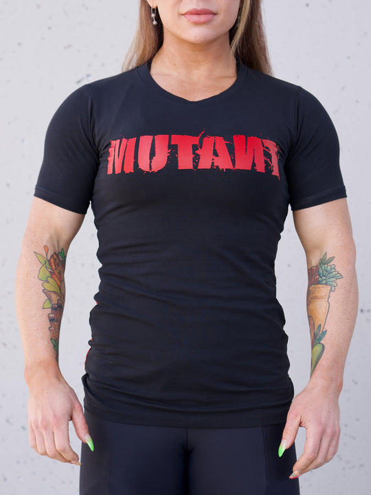 MUTANT® BORN HARDCORE Biohazard Women's Gym T-Shirt (Black)