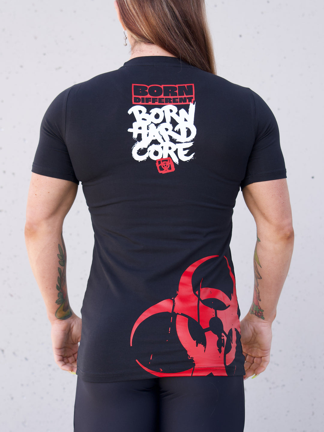 MUTANT® BORN HARDCORE Biohazard Women's Gym T-Shirt (Black)