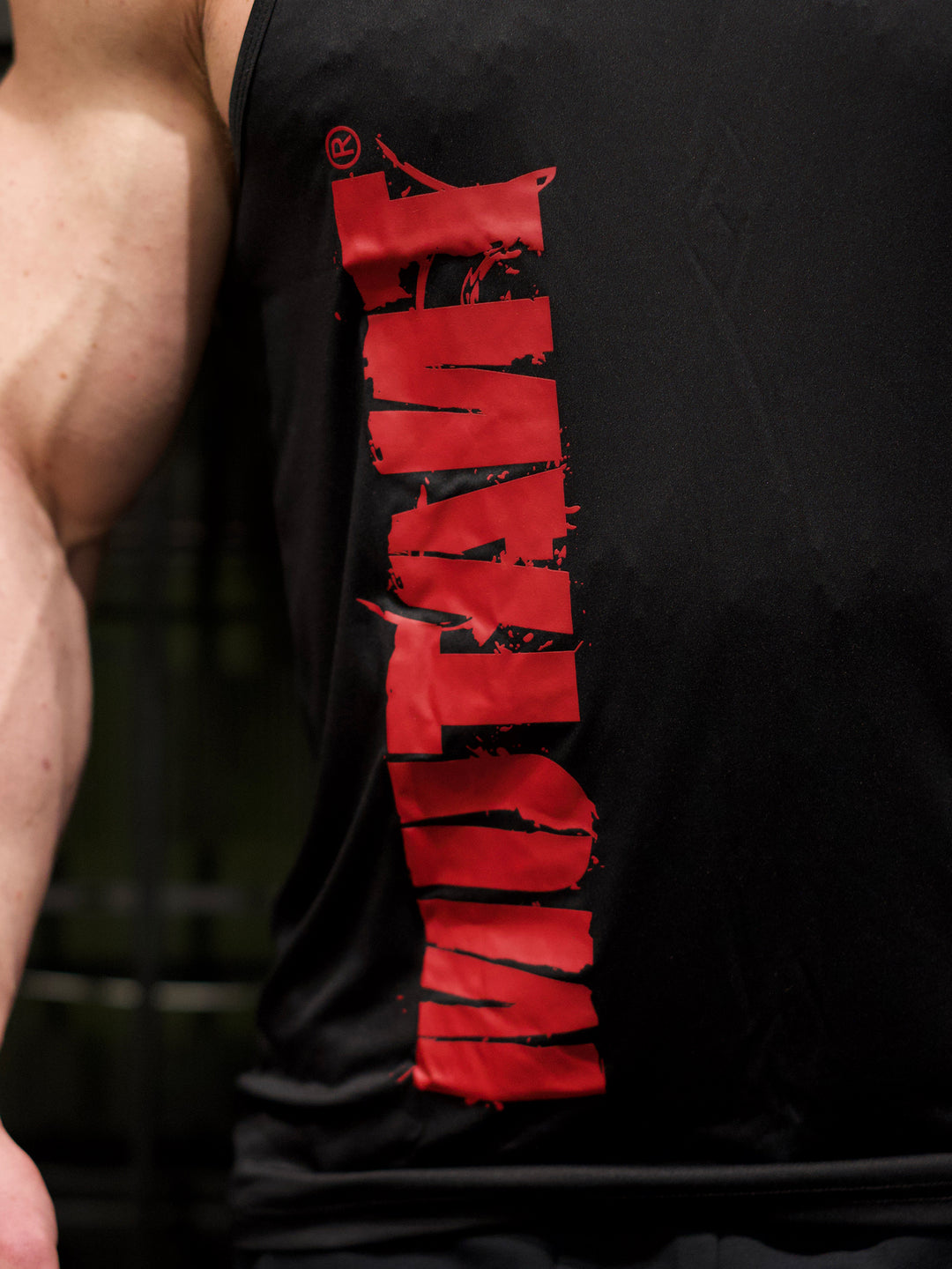 MUTANT® BORN HARDCORE HARDLINE TANK TOP GYM SHIRT (BLACK & RED)