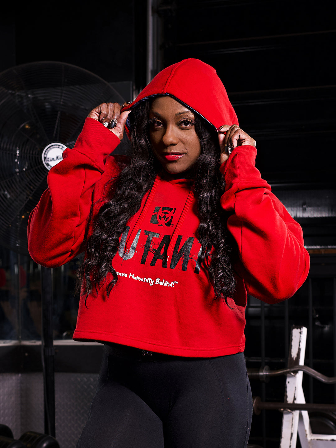 3-Pillar Gym Crop Hoodie (Red)