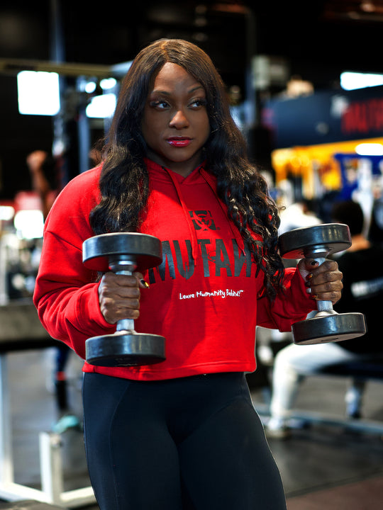 3-Pillar Gym Crop Hoodie (Red)