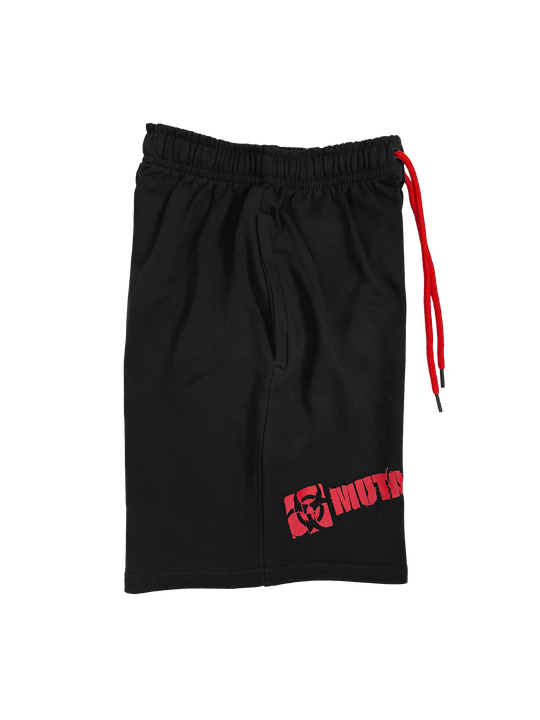 MUTANT® BORN HARDCORE 5” GYM SHORTS  - BLACK & RED