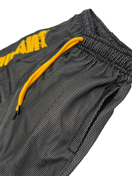 MUTANT® BORN HARDCORE 5” GYM SHORTS  - BLACK & YELLOW