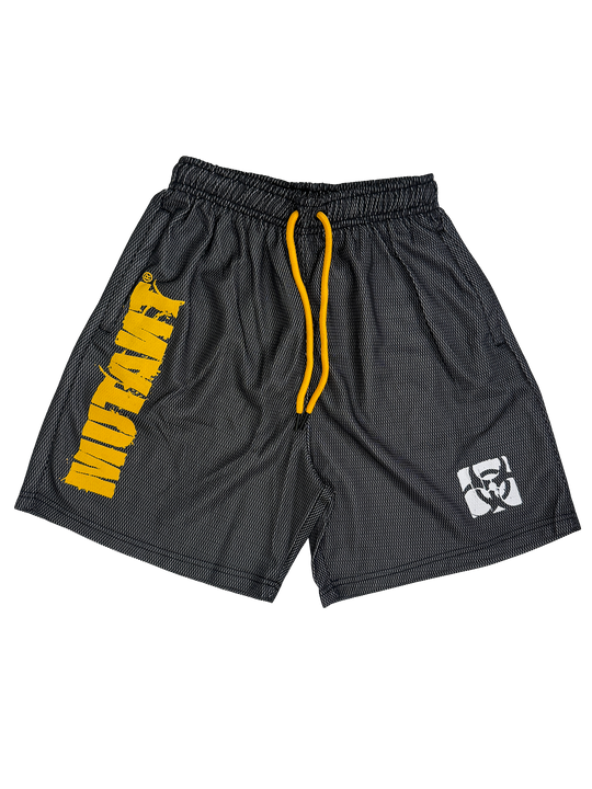 MUTANT® BORN HARDCORE 5” GYM SHORTS  - BLACK & YELLOW