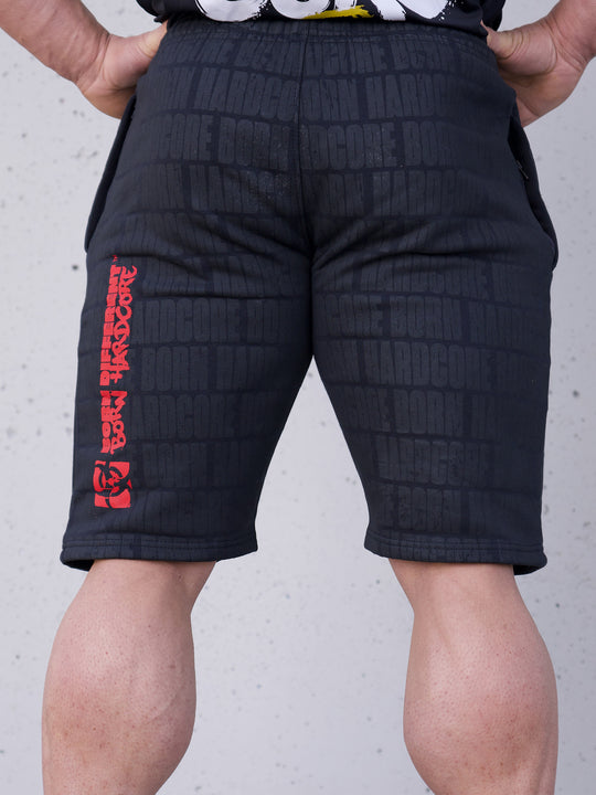 MUTANT® BORN HARDCORE 9" Gym Shorts (Black & Red)