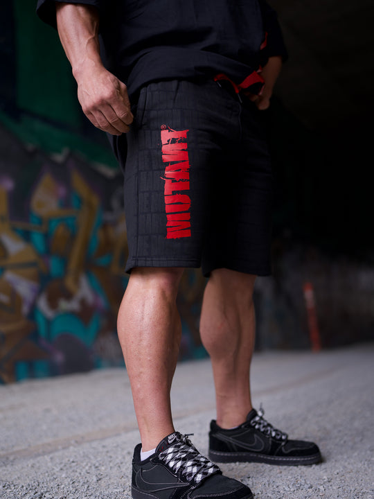 MUTANT® BORN HARDCORE 9" Gym Shorts (Black & Red)