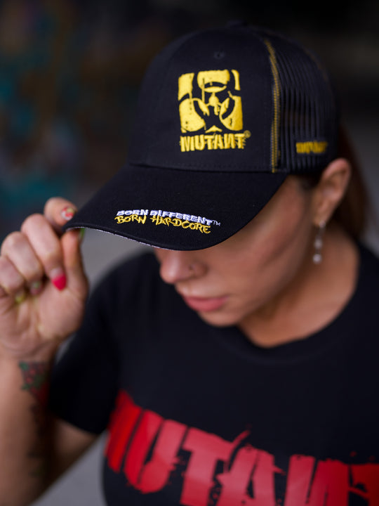 MUTANT® BORN HARDCORE Baseball Cap (Black & Yellow)